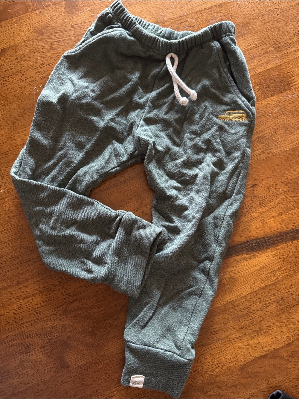 Kids Cozy Drawstring Joggers in Heather Green - lulu and roo brand size 2T